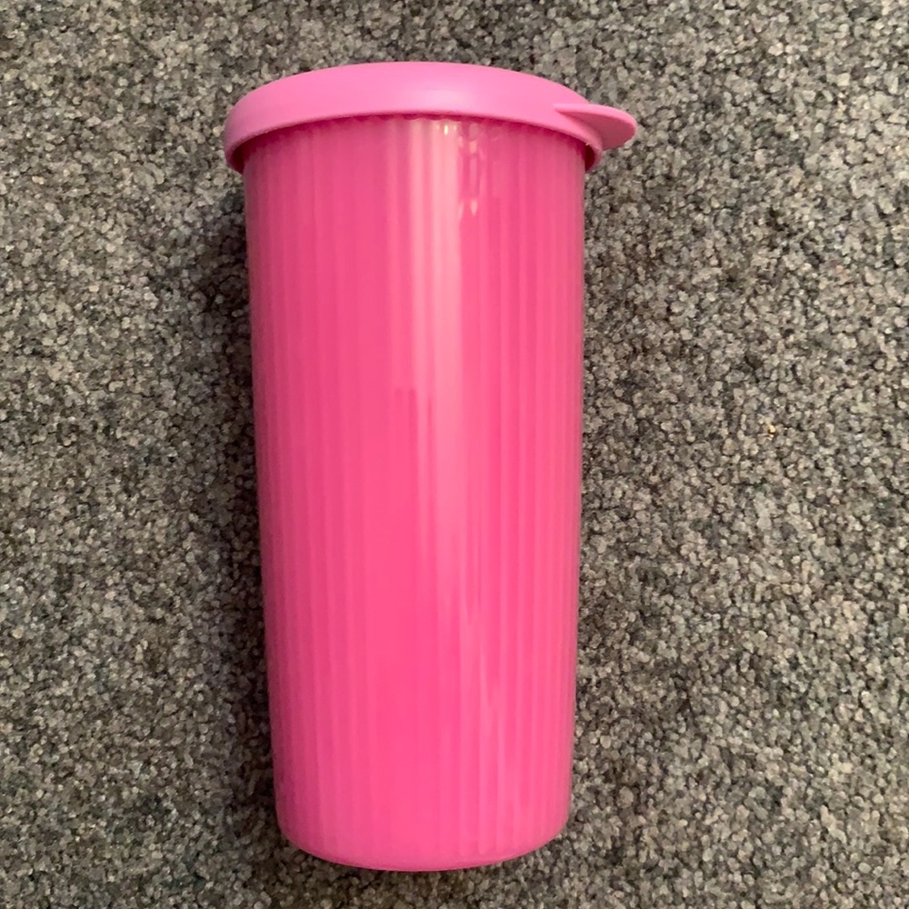 Tupperware pink reusable cup